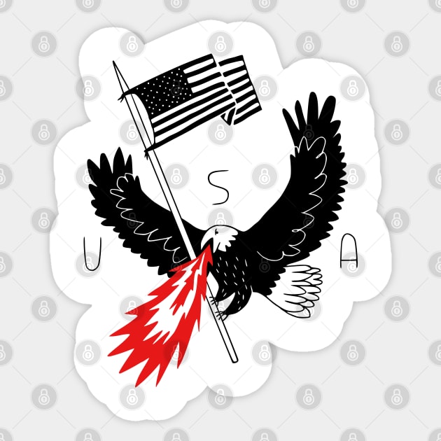 Fire Breathing Bald Eagle Of Patriotism Sticker by obinsun